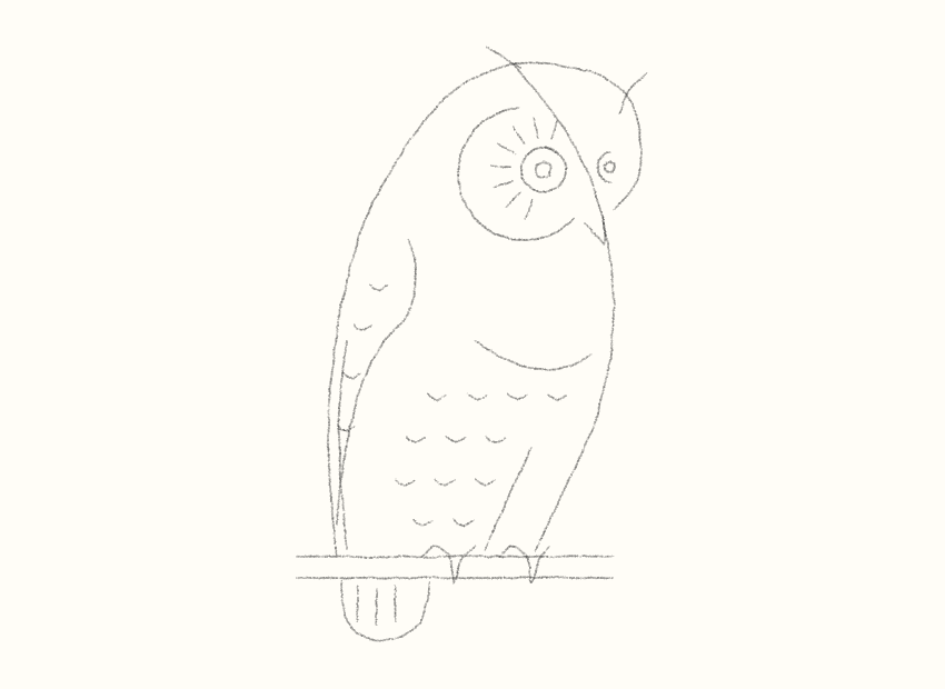 How to draw an owl on a branch